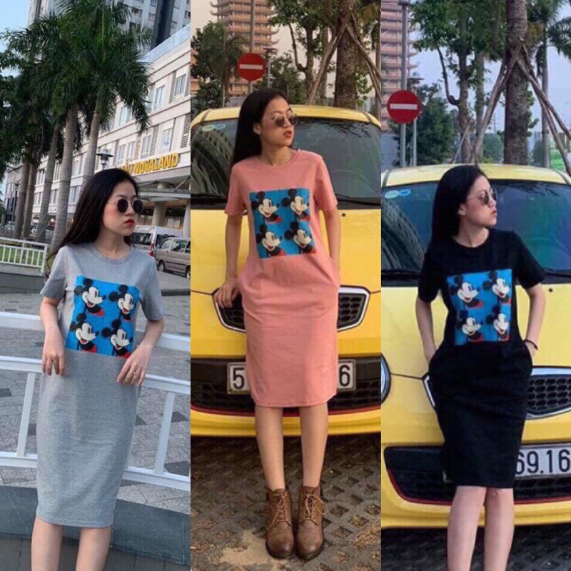 ĐẦM SUÔNG COTTON  CHUỘT MICKEY
