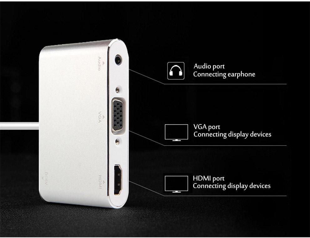 Cáp Chuyển Lightning Ra Hdmi Và Vga Có Cổng Audio chất lượng cao