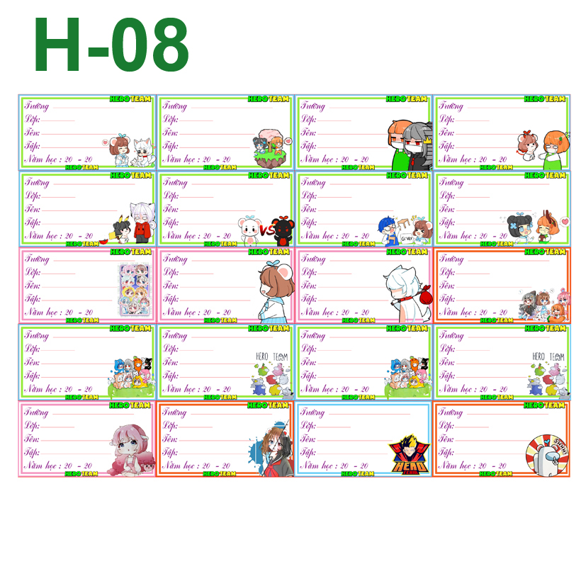 [HCM]Nhãn vở Hero Team (combo 3 set 60 nhãn vở)