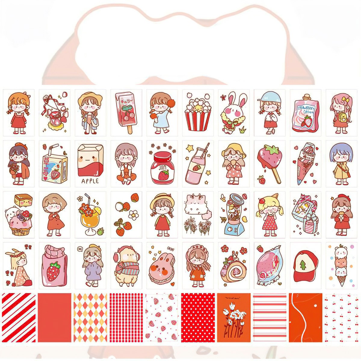 Set of 50 Scrapbook Decorative Stickers with Cute and Beautiful Patterns