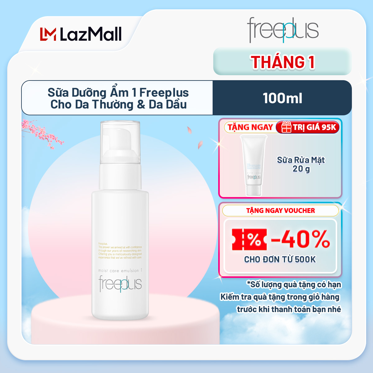 Sữa Dưỡng Ẩm 1 Freeplus Cho Da Thường & Da Dầu 100ml