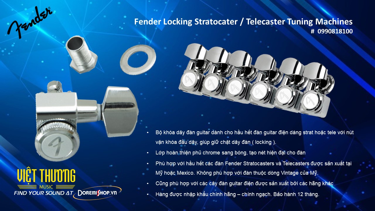 [HCM]Bộ 6 khóa dây đàn guitar Fender Locking Tuning Machines ( # 0990818100 )