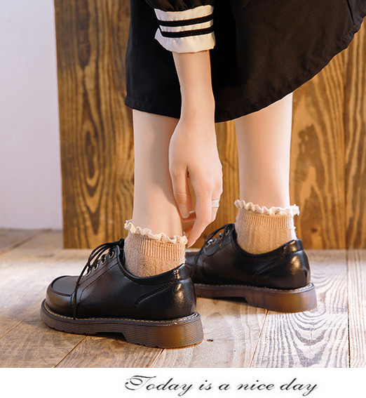 Giày Oxford Boot Nữ Đế Cao 3CM Phong Cách Nhật Bản