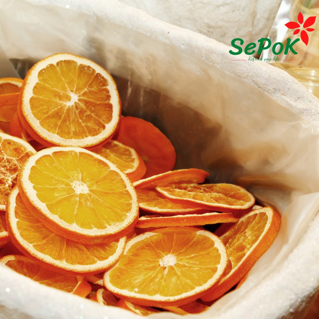 Cam vàng thái lát sấy khô 100g-sepok - lát cam tròn đều, không vỡ nát,hàng loại 1
