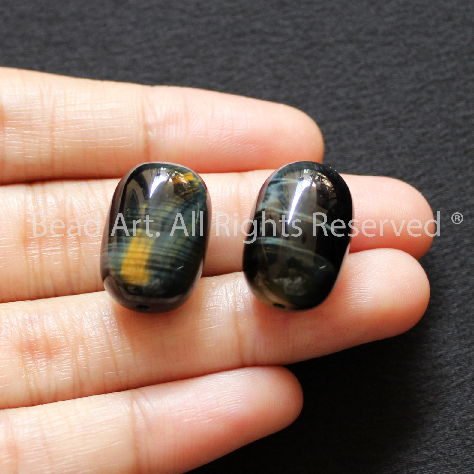 18x13mm lu thống mắt hổ xanh, mắt cọp xanh, blue tiger eye tự nhiên loại aaa, mệnh thuỷ, mộc, đá phối vòng tay phong thuỷ, mặt dây chuyền, chuỗi hạt - bead art