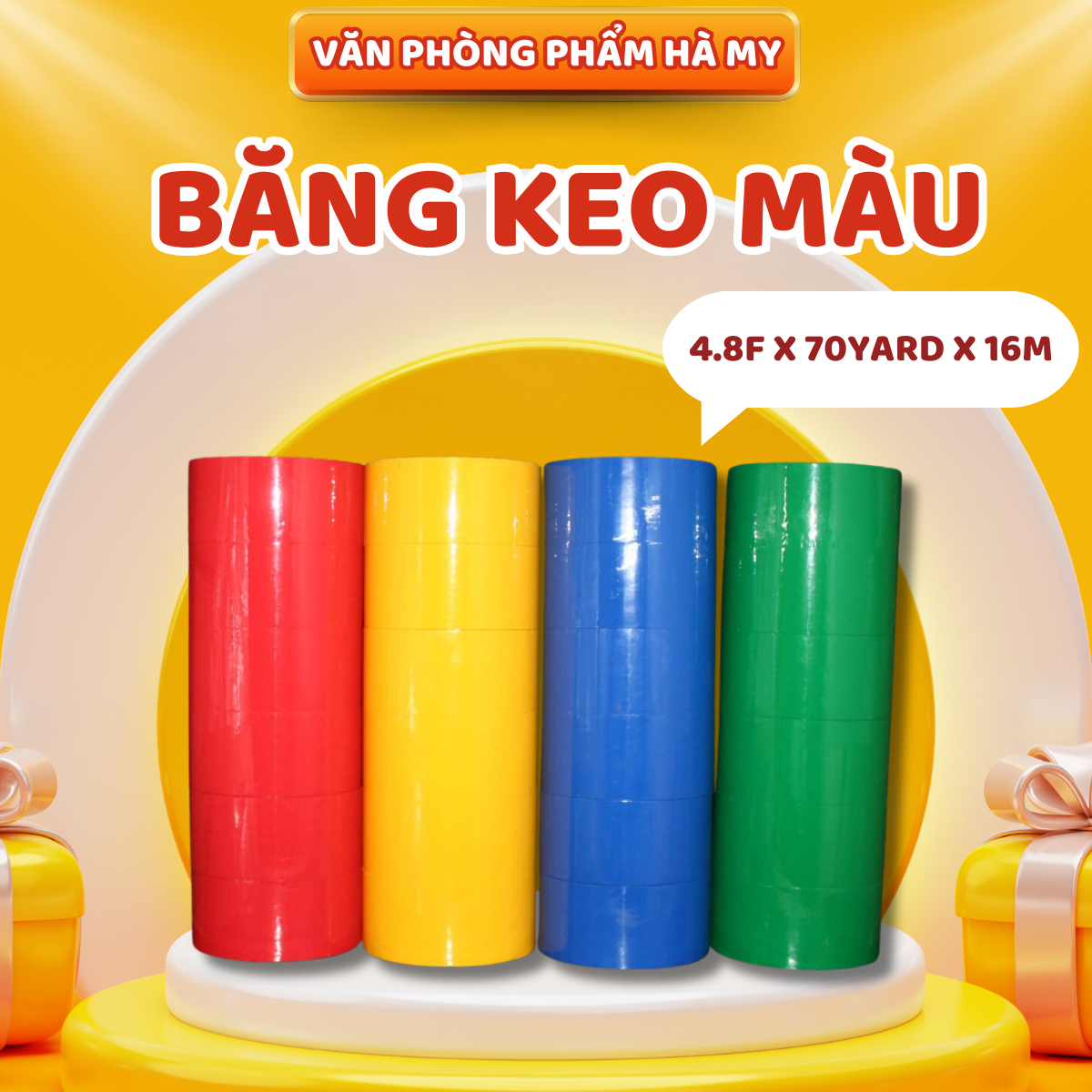 (1 Cây) Băng keo màu dán thùng 2.4F 3.5F và 4.8F dễ dàng phân biệt các loại hàng