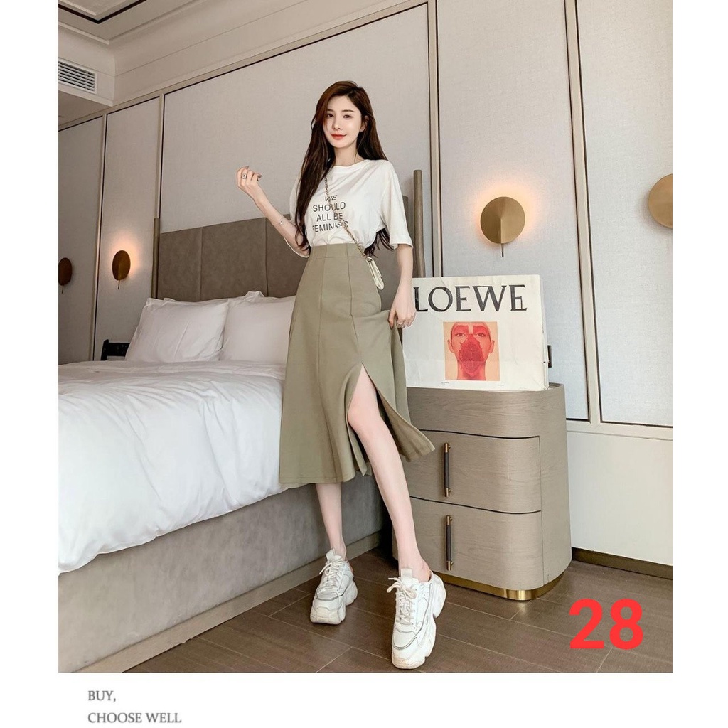 Chân Váy Dài Xẻ Tà Ulzzang Hàn Quốc - Dư Tú Lệ