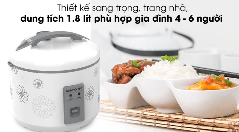 Nồi cơm nắp gài Sunhouse 1.8 lít SHD8602