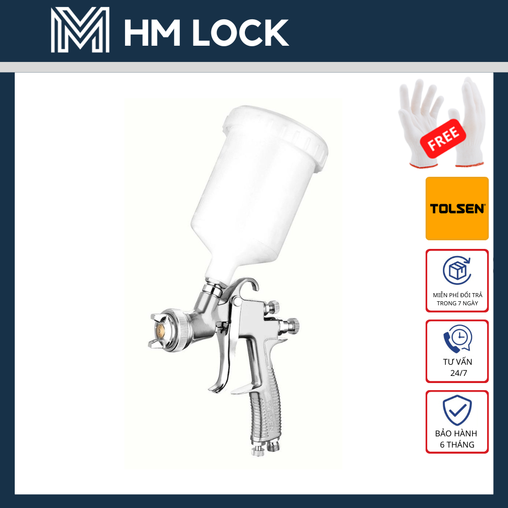 Súng phun sơn hvlp 600ml tolsen 73170 - hàng chính hãng - hm lock