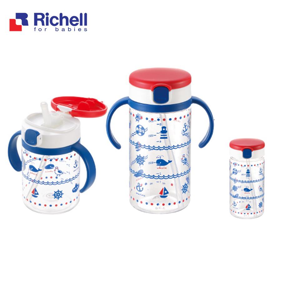 [HCM]Cốc ống hút Richell (320ml - xanh hải quân) RC41031