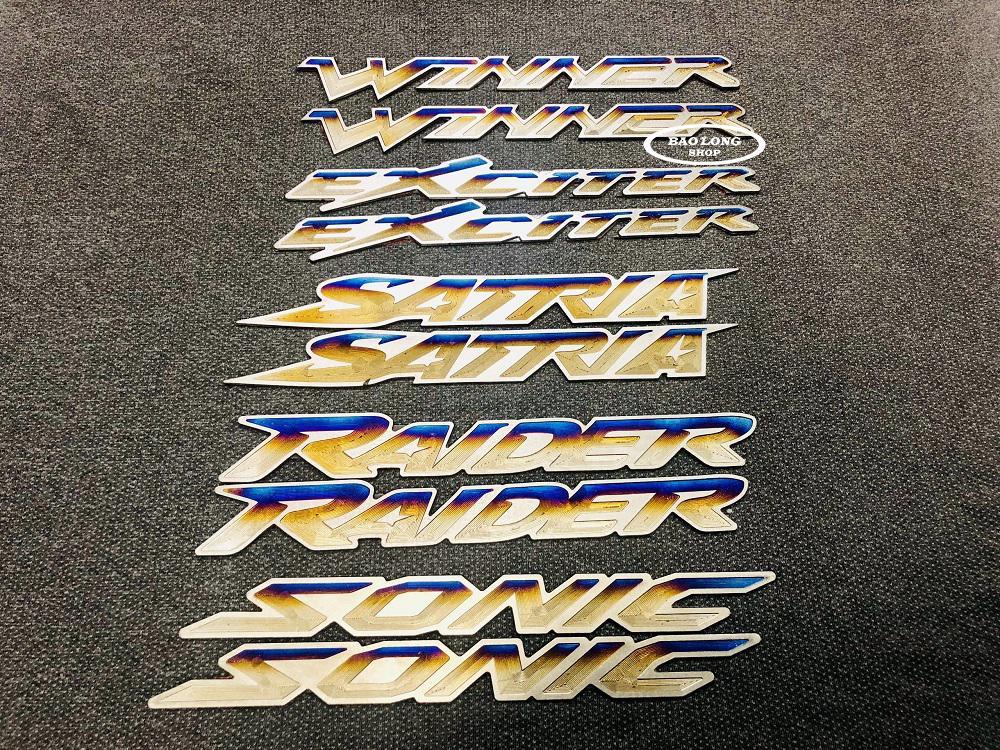 Bộ 2 tem Titanium EXCITER,WINNER,SATRIA,RAIDER,SONIC (titan 100%)