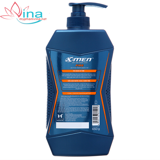 [HCM]Dầu Gội Nước Hoa XMen Fire Active - Thơm Mạnh Mẽ (650g)