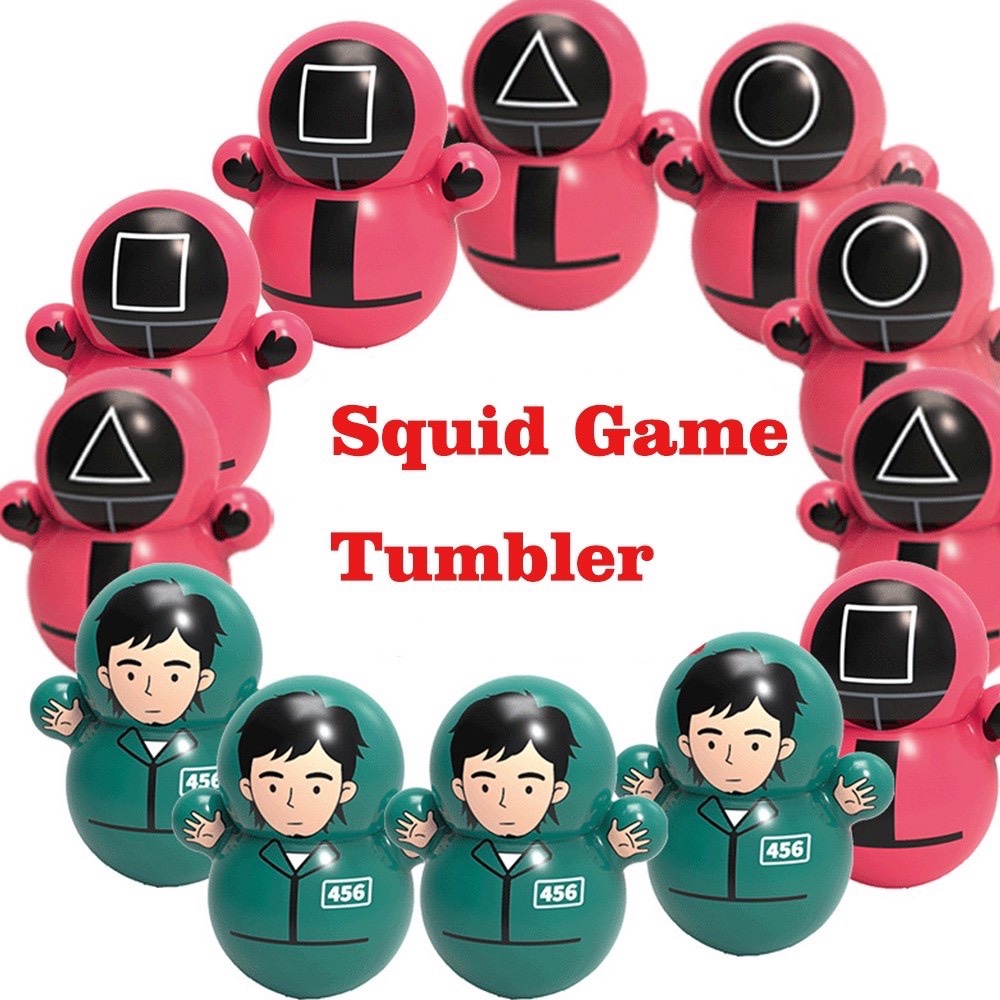 Đồ chơi lật đật mini, trò chơi con mực Squid game siêu dễ thương cho bé