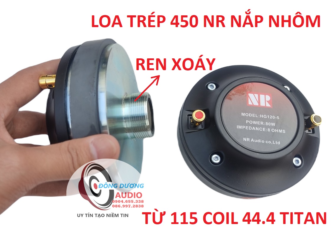 Loa treble 450 nr audio nắp nhôm - từ 115 coil 44.4 titan - loa treble 450