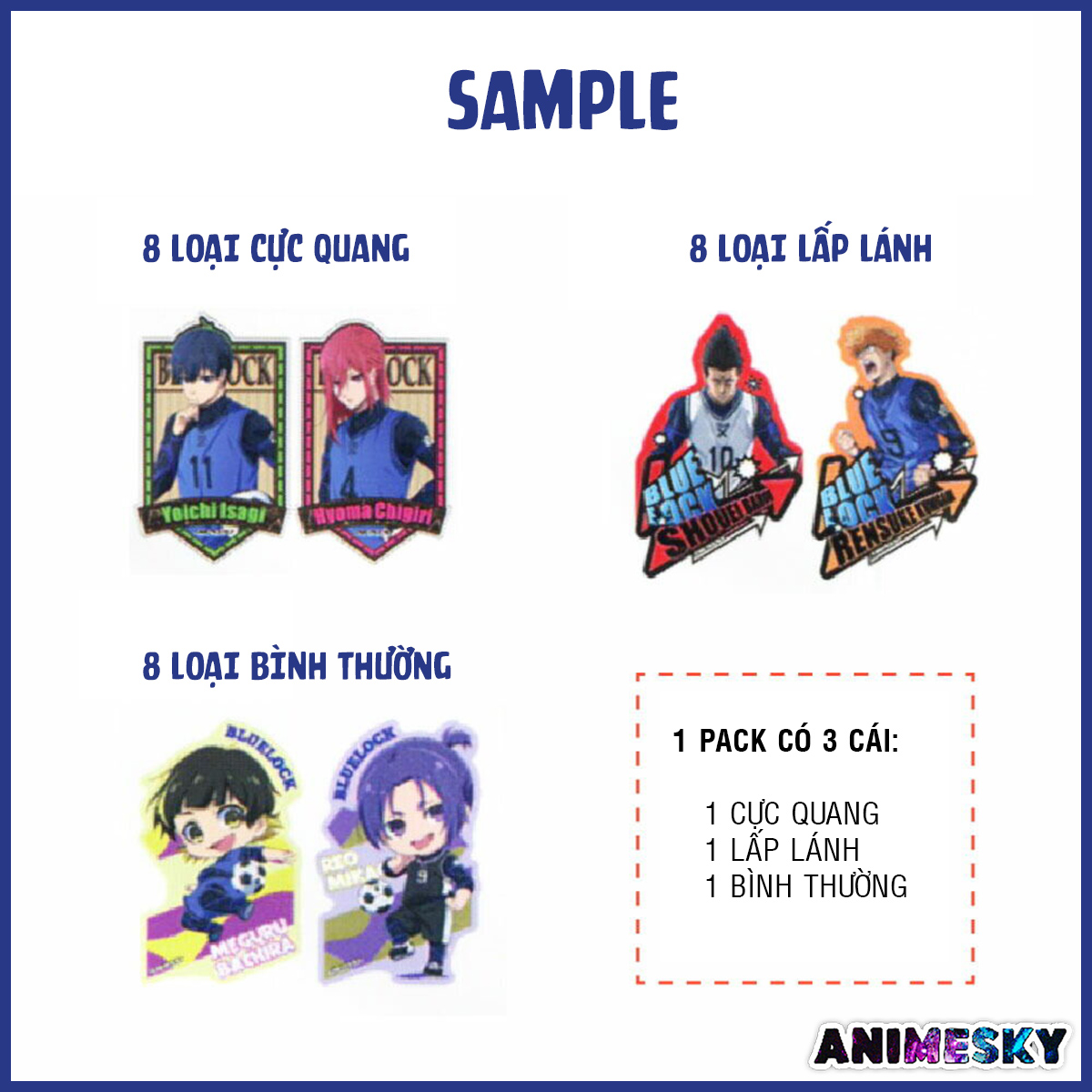[Có sẵn] Pack thẻ sticker anime BLUE LOCK chính hãng
