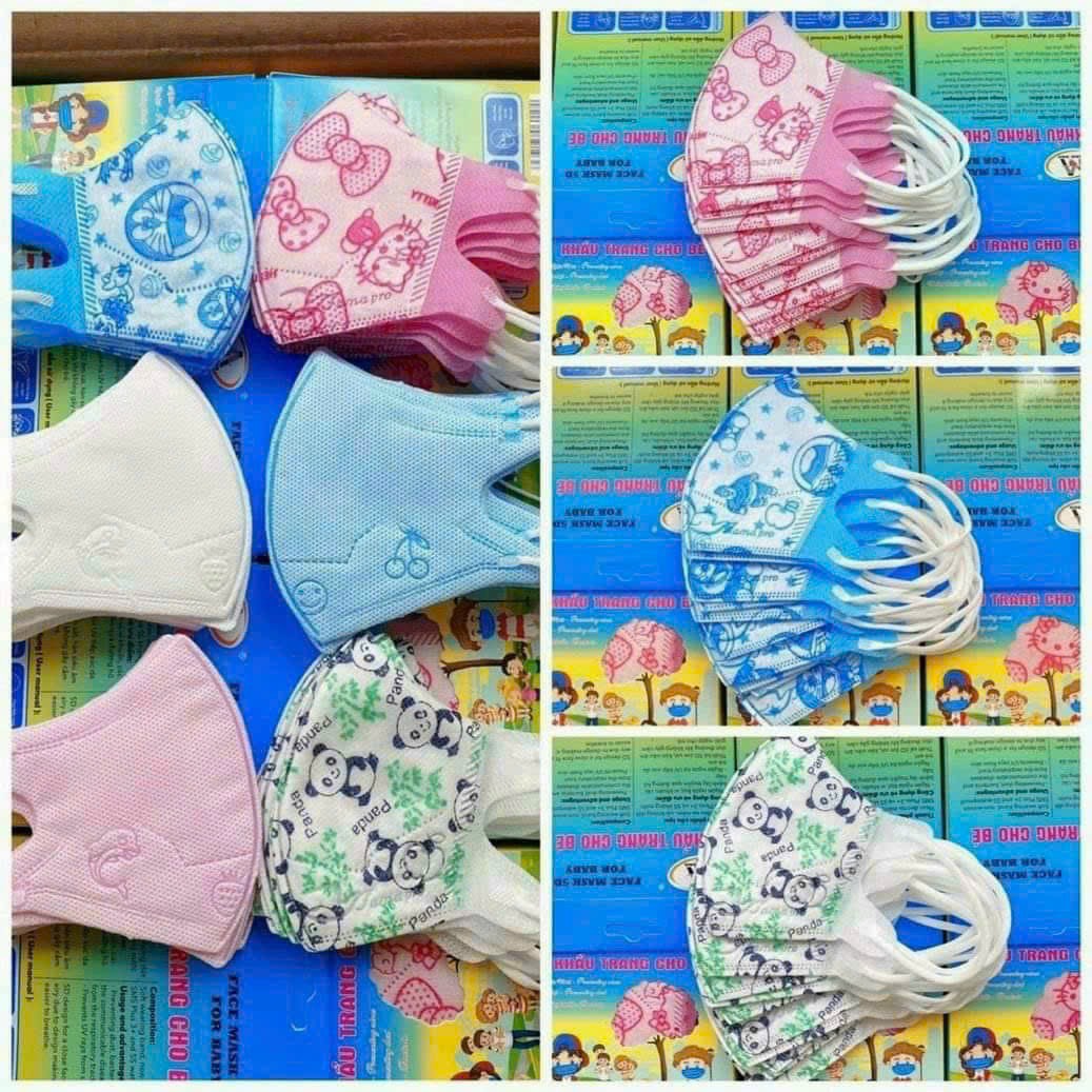 [10 chiếc/hộp] Khẩu trang 3D em bé