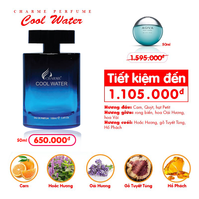 [HCM]Nước Hoa Nam Charme_Cool Water 100ml
