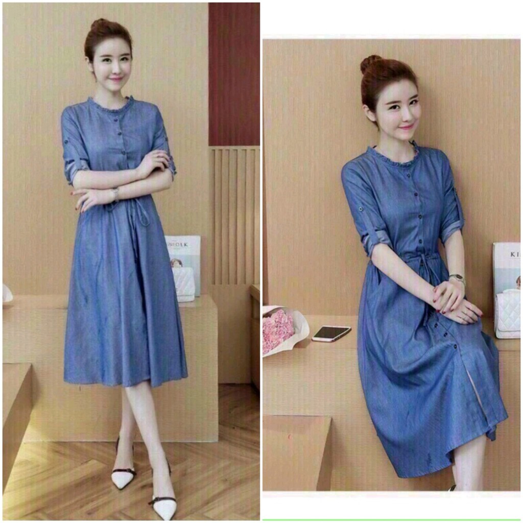 [Hcm]Jean Dress with Round Neck