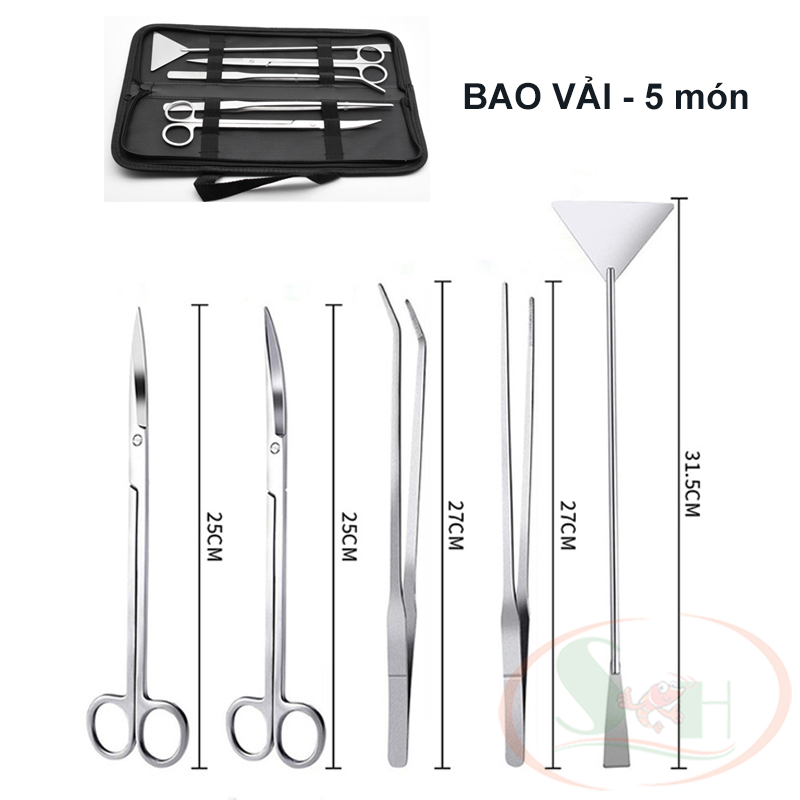 Bộ dụng cụ nhíp kéo xẻng cắt tỉa ghim trồng chăm sóc bể cá tép thủy sinh