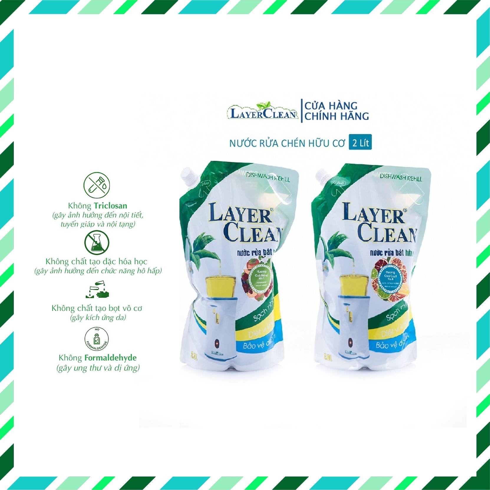 [HCM]Nước rửa chén hữu cơ Layer Clean túi 2 lít