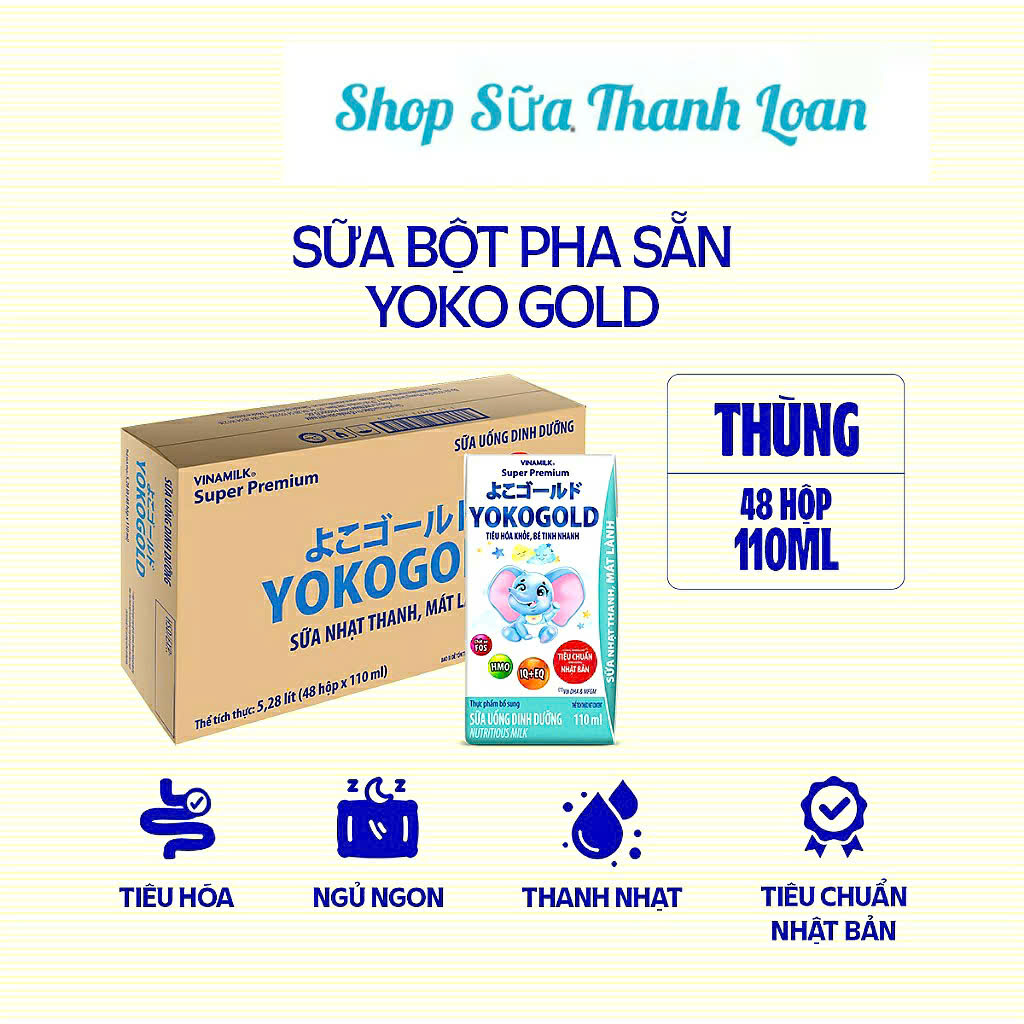 (HSD T10-2026) COMBO 2 Thùng 96 Hộp Sữa Bột Pha Sẵn Vinamilk Yokogold 110ml.