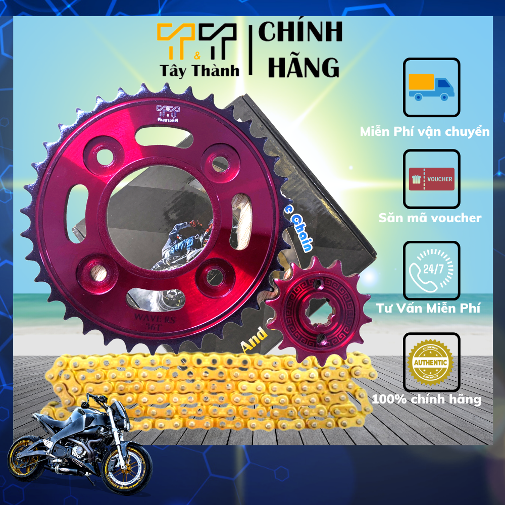 Nhông Sên Dĩa Honda Wave RS, nsd Future, nhông đĩa sên Wave, Wave Alpha, Wave RSX, Future Neo, Blade, Wave S, nhông dĩa xích màu vàng, gian hàng chính hãng Thái Lan T&T Tây Thành, bảo hành 6 tháng - T&T Tây Thành chuyên nhông sên dĩa