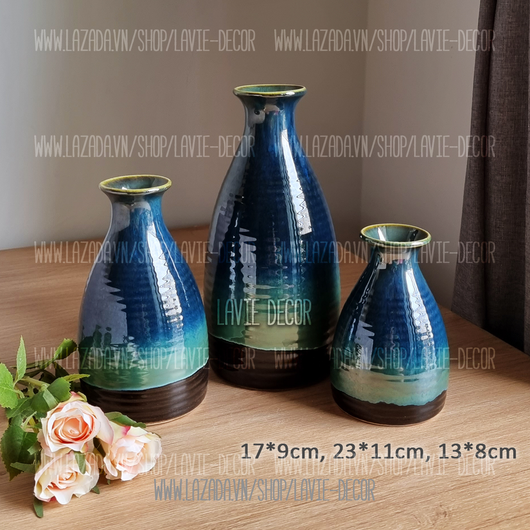 Bộ 3 lọ hoa trang trí gốm sứ Bát Tràng