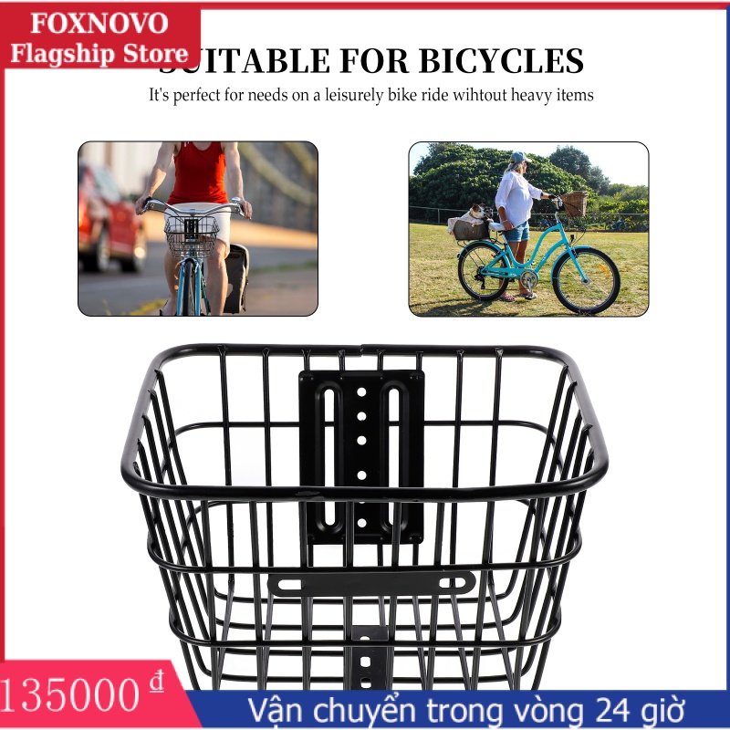 FOXNOVO【Ready Stock】Iron Storage Basket Folding Basket Durable Hanging Basket Front Handlebar Basket for Bike Bicycle Riding Cycling with screws shim