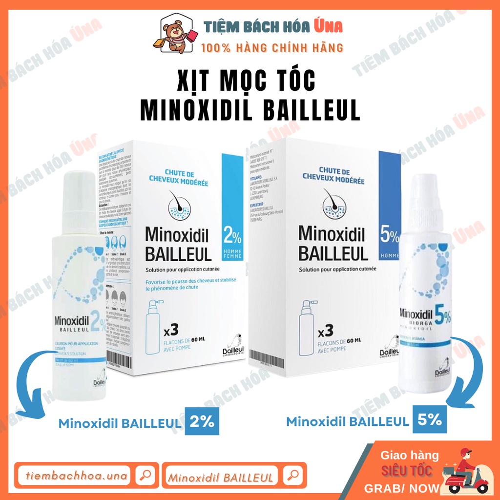 [Hàng Pháp] Xịt mọc tóc Minoxidil Bailleul 2% 5% ngăn rụng tóc, tăng mọc tóc