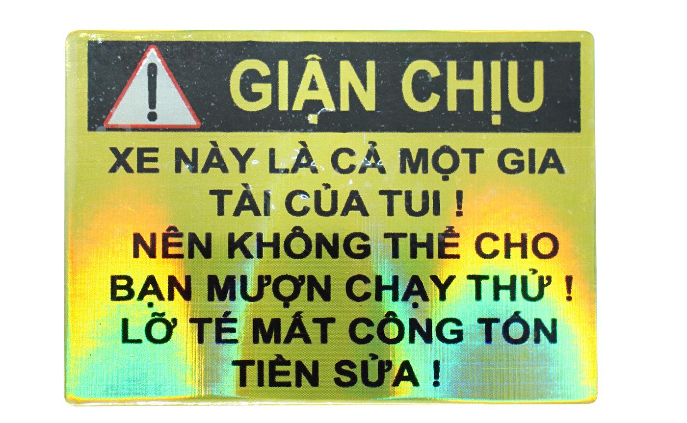 [HCM]Bộ 4 Decal dán tem xe GIẬN CHỊU - HẾT SỨC THÔNG CẢM