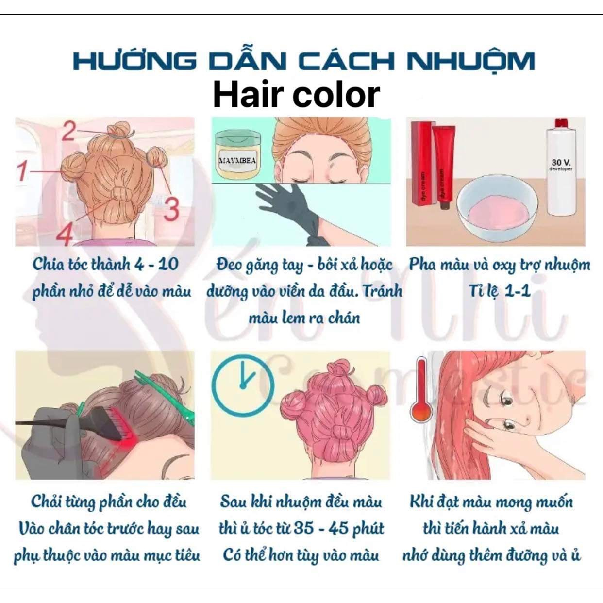 Thuốc Nhuộm Tóc Tại Nhà Màu NÂU HỒNG TRÀ Không Tẩy Tặng kèm Oxy và Găng tay