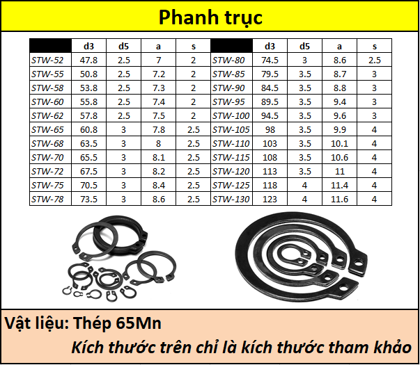 Phanh trục thép 65Mn 3 (2.7) - 130(123)