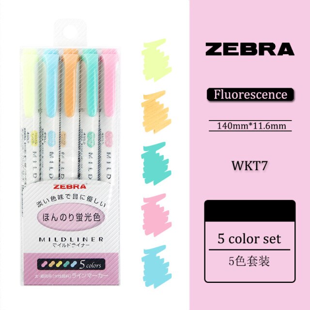 BỘ 5 BÚT HIGHLIGHT ZEBRA MILDLINER WKT7