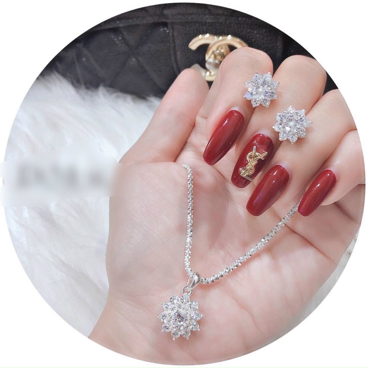 Set Dây Chuyền Và Bông Tai Bạch Kim Nhỏ Nhắn Dễ Thương - Thiết Kế Chuẩn Mẫu Thật, Không Đen Không Ngứa - HB77329 - QJ - Dùng Đeo Đi Tiệc Sang Trọng, Làm Quà Tặng Cho Người Thân Ý Nghĩa
