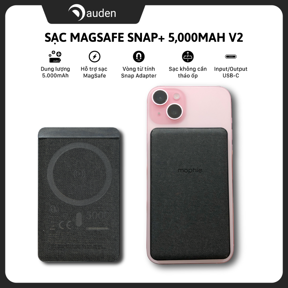 Sạc dự phòng mophie snap+ 5,000mah v2 - hàng chính hãng