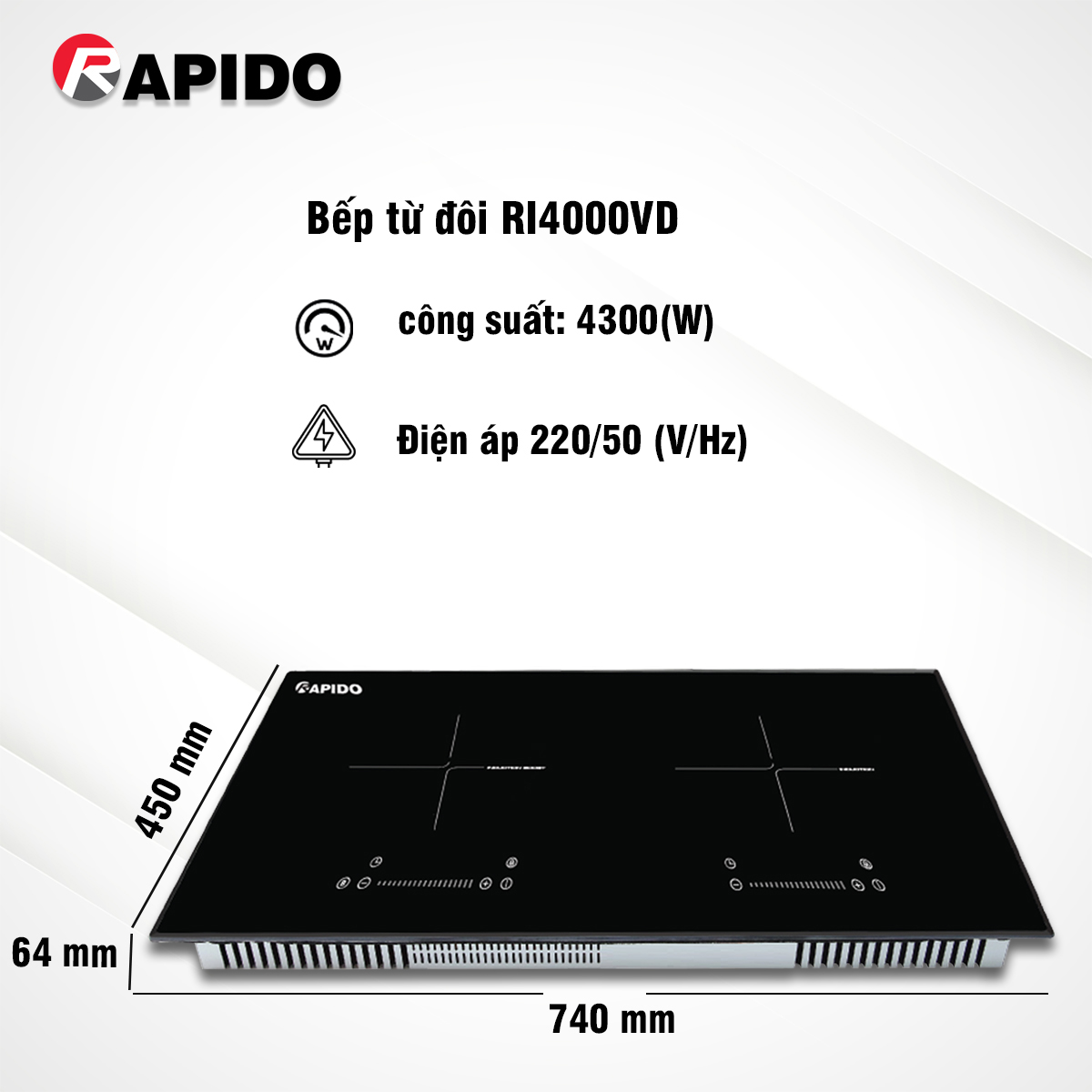Bếp từ đôi Rapido RI4000VD - Hàng chính hãng
