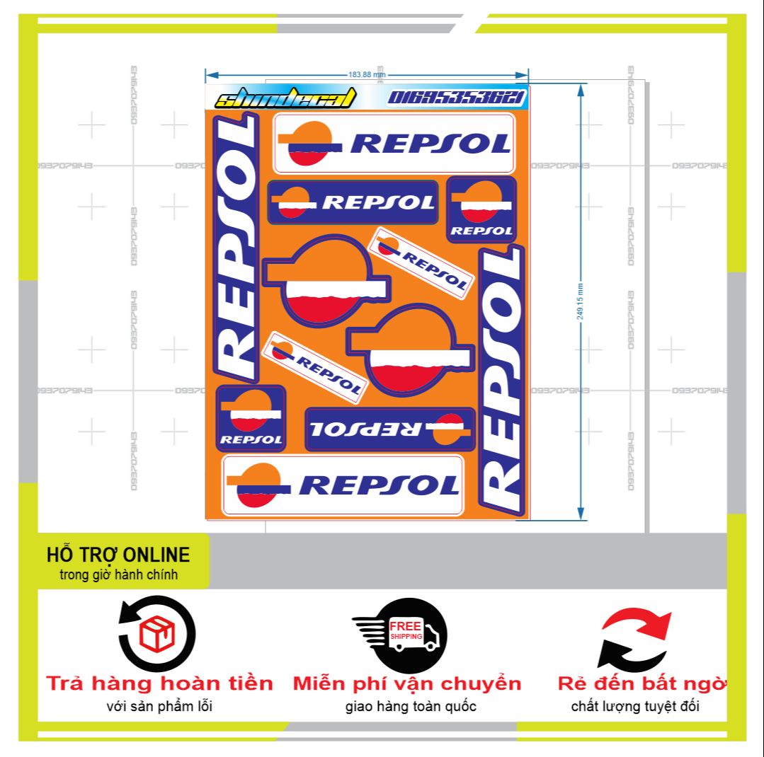 LOGO STICKER REPSOL 09  { PHỤNG DECAL }