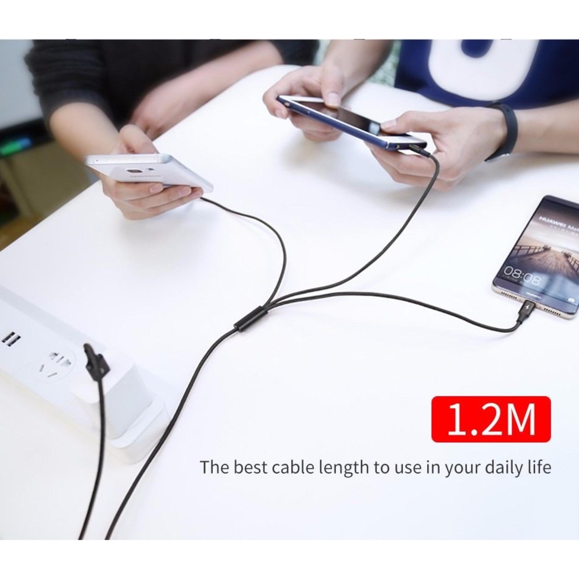 Cáp sạc Nhanh 3.0A BASEUS Rapid Series 3 đầu Lightning - MicroUSB - Type-C dài 120cm