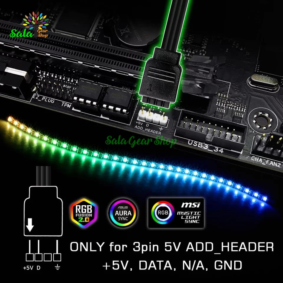[HCM]Tản nhiệt Ram Led  ARGB Sync Main 5v 3Pin (1 Thanh)