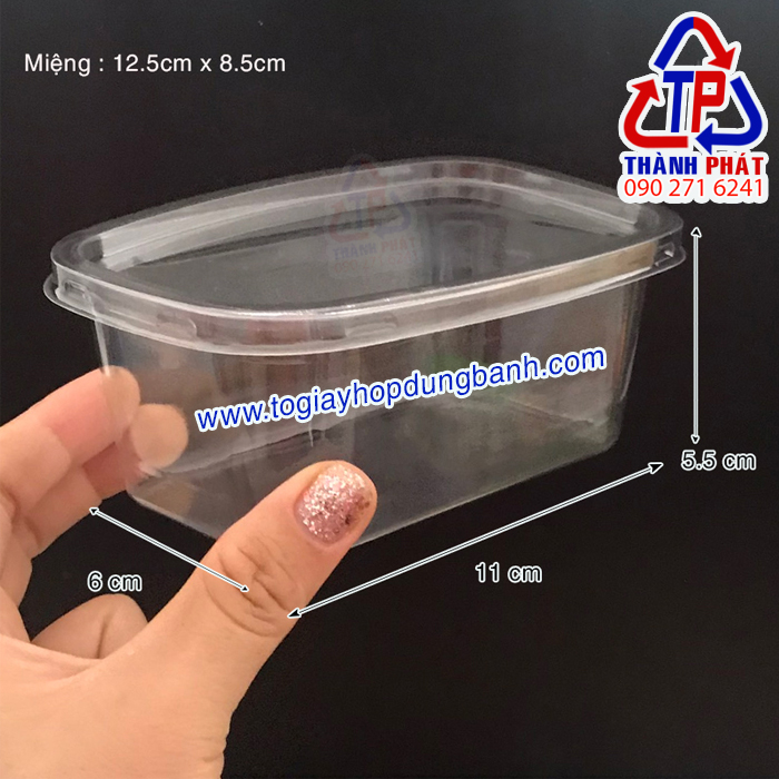 [HCM]100 Hộp nhựa Pet XY092 - Hộp nhựa XY92 - Hộp chữ nhật đựng bánh mousse - Hộp nhựa đựng bánh Tiramisu