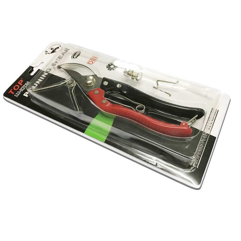 Kéo cắt cành 200mm mỏ cong, cán đỏ đen Top - LU-KTDN