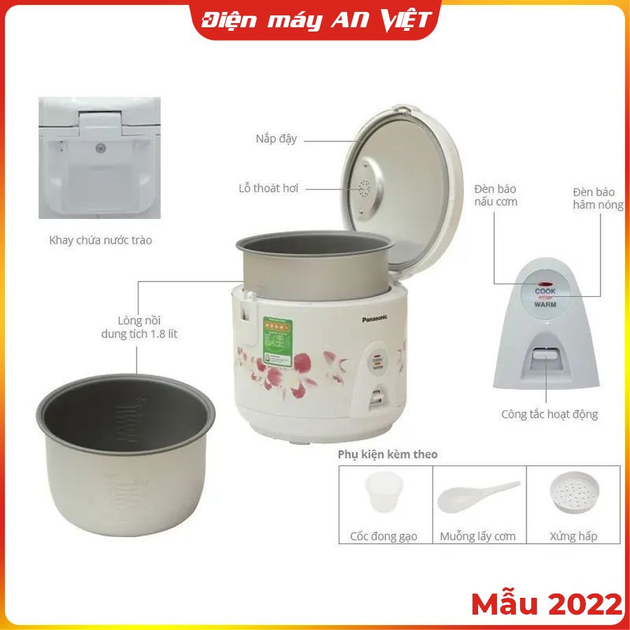 Nồi cơm điện cơ 1,8 lít Panasonic SR-MVN18FRAX