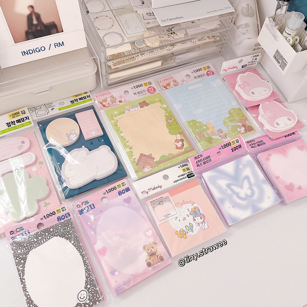 Giấy ghi chú - memo note Daiso Hàn | Tiny Strawee