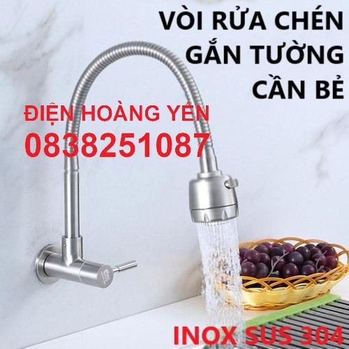 [HCM]Vòi rửa chén bát Inox 304 Cắm Tường Cần mềm - Đầu vòi 2 chế độ tăng áp - Xoay 360 độ vô cùng tiện lợi. 1 Đường Nước (bảo hành 12 tháng)
