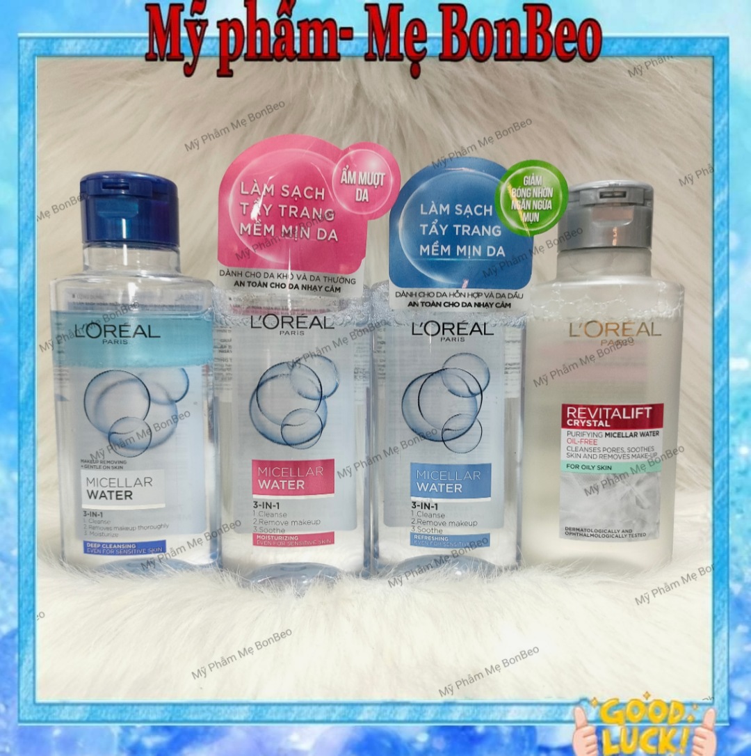 Nước tẩy trang Loreal- L'Oreal Paris 3-in-1 Micellar Water 95ml