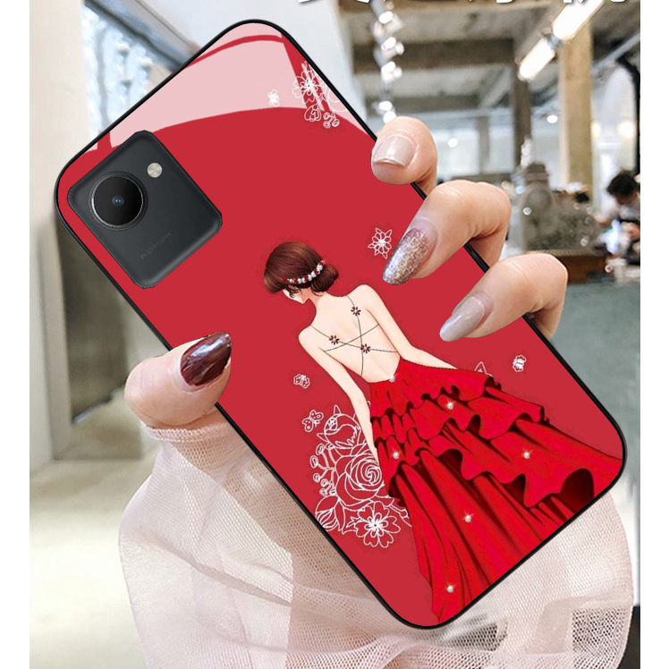 Ốp lưng realme c30, c30s mặt kính cường lực cao cấp, sáng bóng