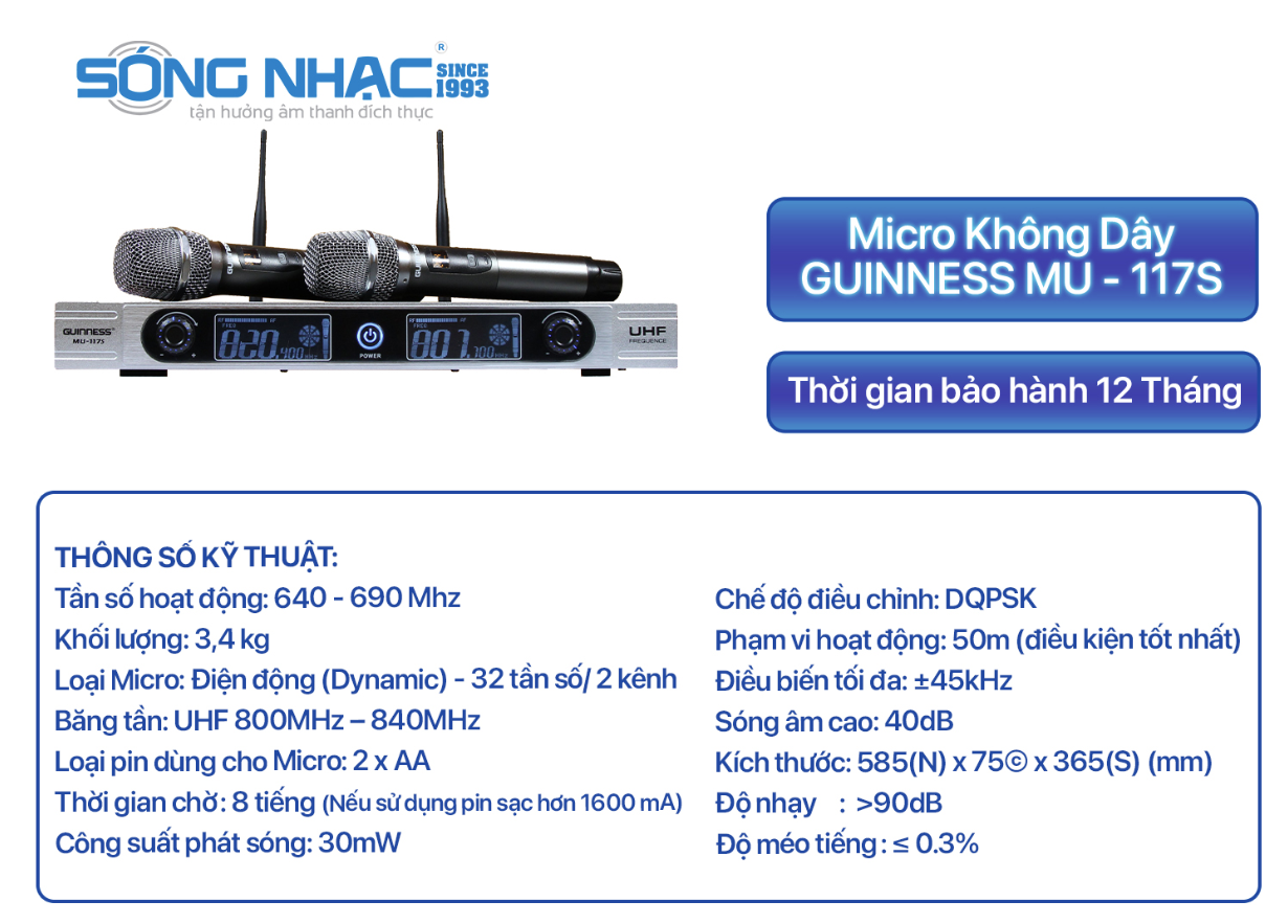 [HCM]Micro Karaoke không dây GUINNESS MU-117S