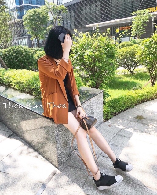 Áo vest blazer nâu tây