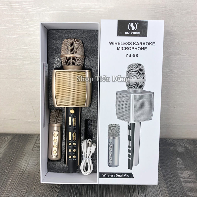 Micro Karaoke Kèm Loa YS98 Bluetooth Kèm 1 Micro Bé Loại 4 Nút