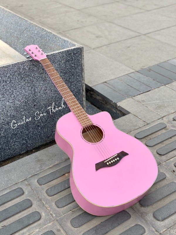 (Miễn Phí Ship) Đàn Guitar Acoustic ST-M1 màu hồng tặng kèm capo